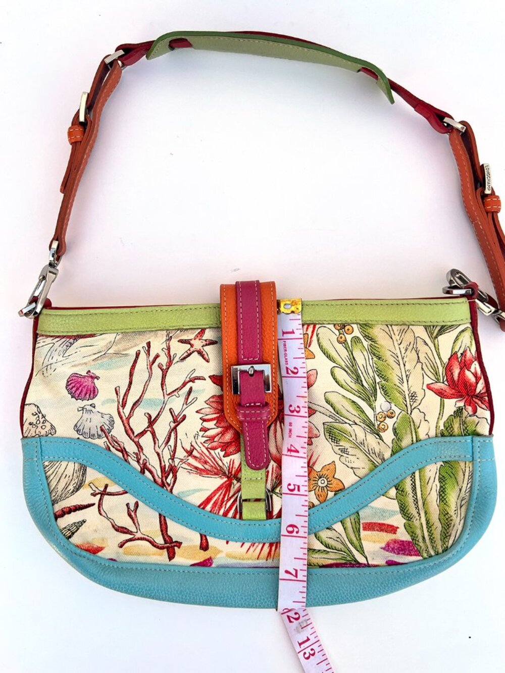 Longchamp Nautical Coastal Marine Coral Print Leather Shoulder Bag - Picture 11 of 13